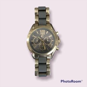 Grey and gold large face watch